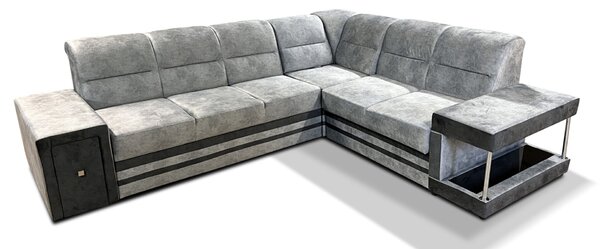 Narożnik rozkładany, kanapa narożna 280/240 cm Cyprus II barek, podświetlenie LED