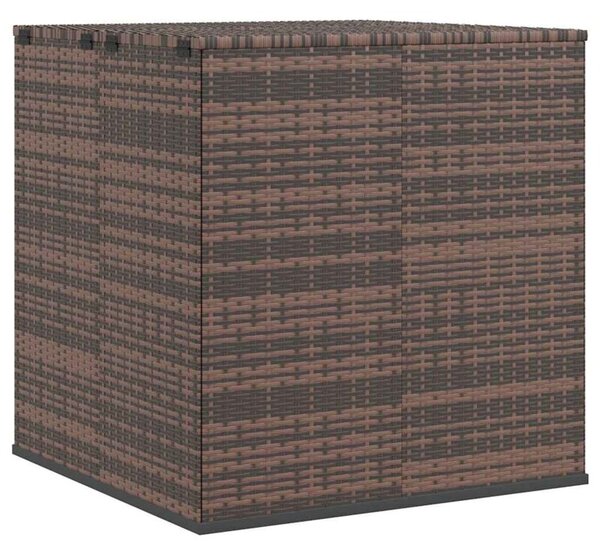 Skrzynia na poduszki ogrodowe, rattan pe, 100x97,5x104 cm, brąz