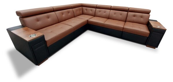 Skórzany narożnik, kanapa narożna 280/330 cm Tulum V 1x relax elektryczny