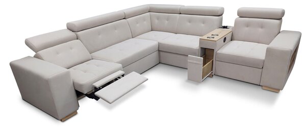 Narożnik z funkcją spania, kanapa narożna Tulum II 300x280 cm 2 x relax elektryczny