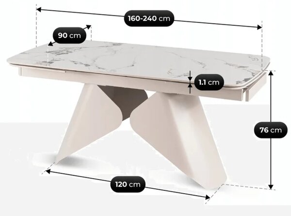 Zestaw Stół Rozkładany VERONA 160-240 cm Biały Marmur/Kaszmir i 4 Krzesła ASPEN 2 Beżowe