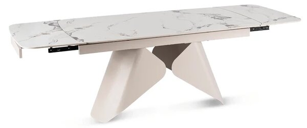 Zestaw Stół Rozkładany VERONA 160-240 cm Biały Marmur/Kaszmir i 4 Krzesła ASPEN 2 Beżowe