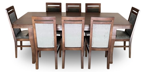 Stół z krzesłami, stół rozkładany 180/90 + 50 cm Juliusz + 8 x krzesło KW119