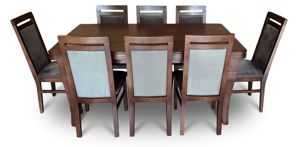 Stół z krzesłami, stół rozkładany 180/90 + 50 cm Juliusz + 8 x krzesło KW119