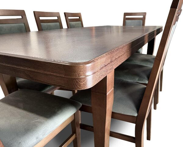 Stół z krzesłami, stół rozkładany 180/90 + 50 cm Juliusz + 8 x krzesło KW119