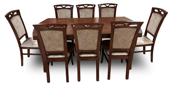 Stół z krzesłami, stół rozkładany 180/90 + 50 cm Kacper + 8 x krzesło KW143