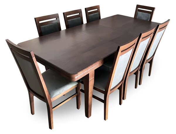 Stół z krzesłami, stół rozkładany 180/90 + 50 cm Juliusz + 8 x krzesło KW119