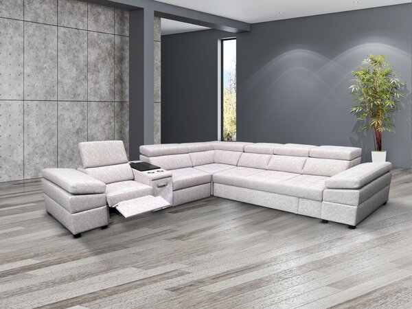 Narożnik do spania, narożnik do salonu Infinity VII 330/300 cm z funkcją relax, barkiem