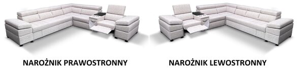 Narożnik do spania, narożnik do salonu Infinity VII 330/300 cm z funkcją relax, barkiem
