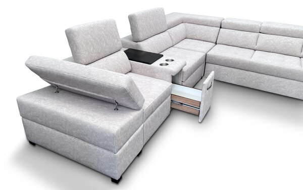Narożnik do spania, narożnik do salonu Infinity VII 330/300 cm z funkcją relax, barkiem