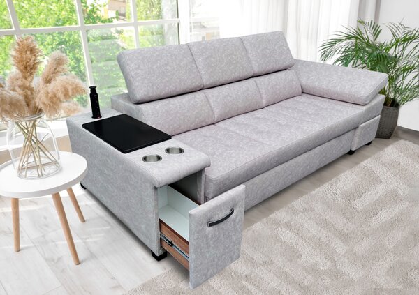 Kanapa z funkcją spania, kanapa 3 osobowa Infinity IV z barkiem, powerportem