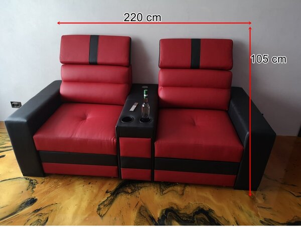 Kanapa z funkcjami relax, kanapa z barkiem Haga 2 x uchwyt na kubek