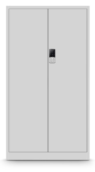 Szafa biurowa metalowa na akta z zamkiem szyfrowym szara, 900x1850x400 mm: DANIEL