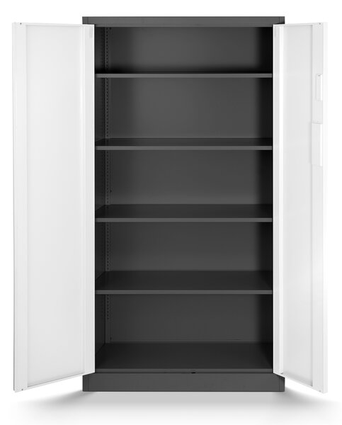 Szafa metalowa na akta z zamkiem szyfrowym antracytowo-biała, 900x1850x400 mm: DANIEL