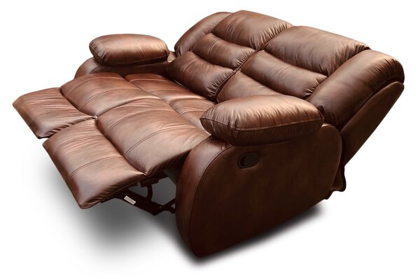 Sofa 2 osobowa, kanapa skórzana Borys 2 x relax manualny 100% Skóra naturalna