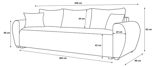 Musztardowa sofa welurowa z pojemnikiem N4-W06