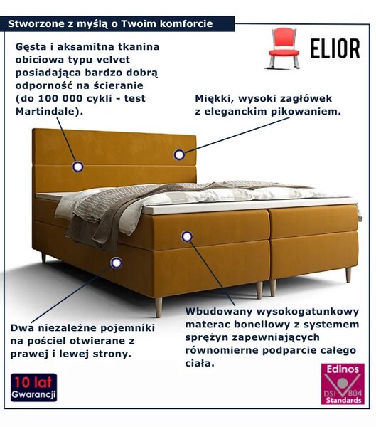 Łóżko kontynentalne w kolorze musztardowym 7 rozmiarów A6-G62