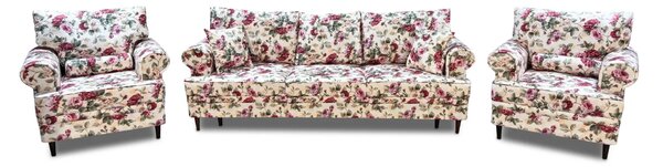 Komplet wypoczynkowy Hezel 3+1+1: Sofa trzyosobowa z funkcją spania + 2 x fotel