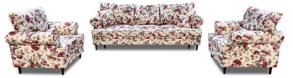 Komplet wypoczynkowy Hezel 3+1+1: Sofa trzyosobowa z funkcją spania + 2 x fotel