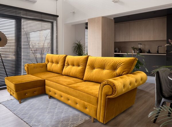 Narożnik rozkładany 250/160 cm Amor Mini w stylu glamour