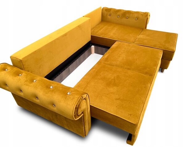 Narożnik rozkładany 250/160 cm Amor Mini w stylu glamour