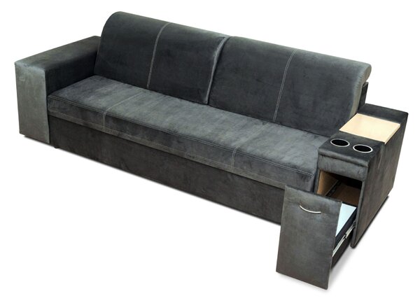 Trzyosobowa sofa rozkładana Gazebo z barkiem w tk. łatwoczyszczącej