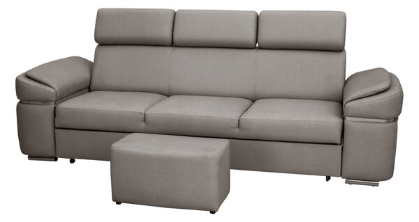 Trzyosobowa sofa rozkładana Alabama I + podnóżek w tkaninie łatwoczyszczącej