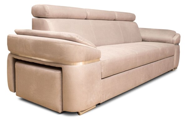 Trzyosobowa sofa rozkładana Alabama I + podnóżek w tkaninie łatwoczyszczącej