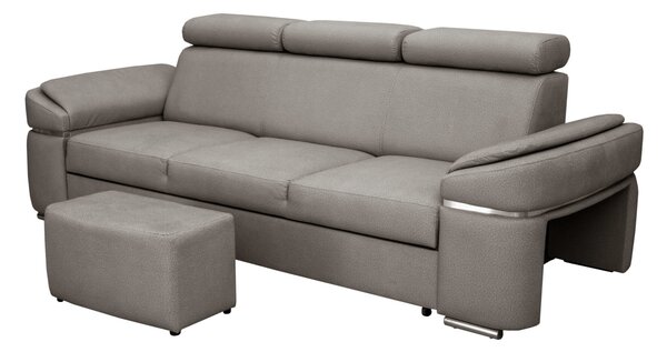 Trzyosobowa sofa rozkładana Alabama I + podnóżek w tkaninie łatwoczyszczącej