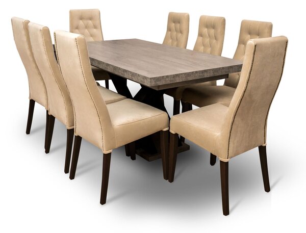 ZESTAW: Stół SJ74 160/90+ 2x40 cm wkładka + 6 krzeseł Wiktor J Pinezka