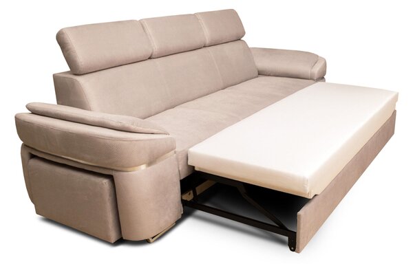 Trzyosobowa sofa rozkładana Alabama I + podnóżek w tkaninie łatwoczyszczącej