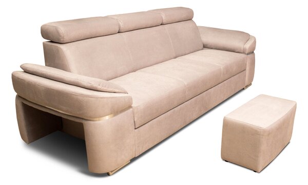 Trzyosobowa sofa rozkładana Alabama I + podnóżek w tkaninie łatwoczyszczącej