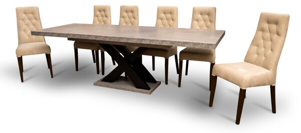 ZESTAW: Stół SJ74 160/90+ 2x40 cm wkładka + 6 krzeseł Wiktor J Pinezka