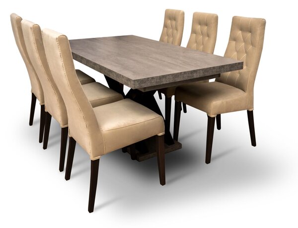 ZESTAW: Stół SJ74 160/90+ 2x40 cm wkładka + 6 krzeseł Wiktor J Pinezka