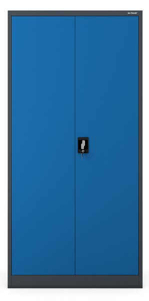 Szafa biurowa na dokumenty z 4 półkami antracytowo-niebieska, 900x1850x400 mm: JAN