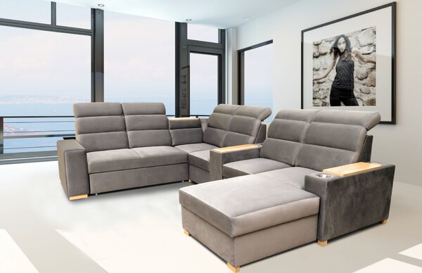 Narożnik Podkowa "U" 180/370/270 LISA III z funkcją spania, tkanina plamoodporna