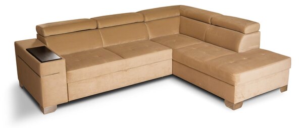 Narożnik rozkładany 280/210 Columbo III z półką pod laptop w tkaninie PREMIUM