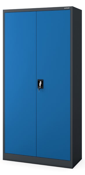 Szafa biurowa na dokumenty z 4 półkami antracytowo-niebieska, 900x1850x400 mm: JAN