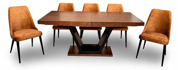 ZESTAW do jadalni - Stół rozkładany SJ80 160/90 + 2 x 40 cm + 6 krzeseł KJ kubełek OLO