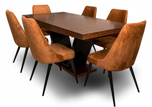 ZESTAW do jadalni - Stół rozkładany SJ80 160/90 + 2 x 40 cm + 6 krzeseł KJ kubełek OLO