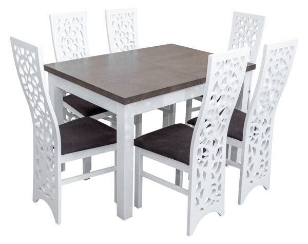 Zestaw do jadalni - Stół rozkładany 120/78 + 40 cm SJ01 + 6 krzeseł KW76
