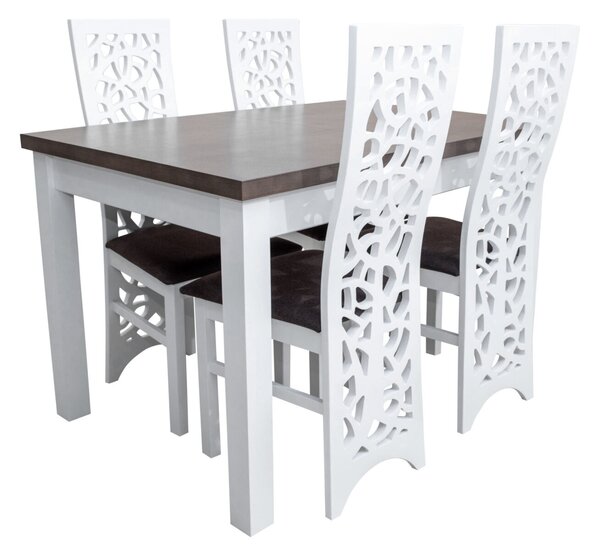 Zestaw do jadalni - Stół rozkładany 120/78 + 40 cm SJ01 + 6 krzeseł KW76