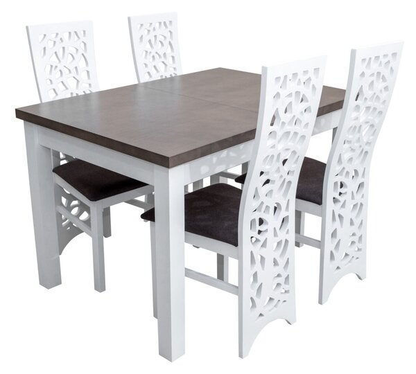Zestaw do jadalni - Stół rozkładany 120/78 + 40 cm SJ01 + 6 krzeseł KW76