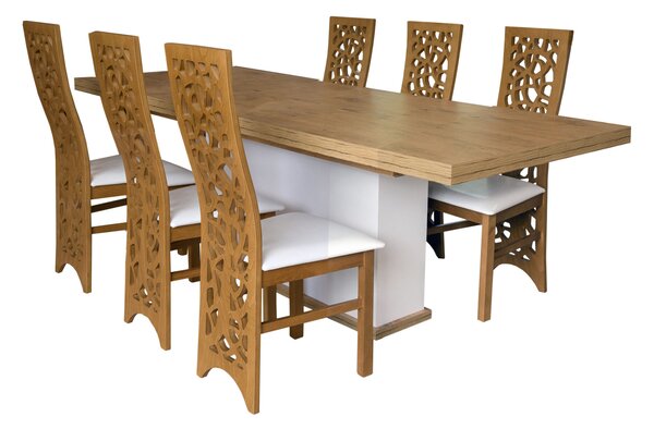 ZESTAW do jadalni: Rozkładany Stół 10 160/88 cm+ 6 Krzeseł KW76