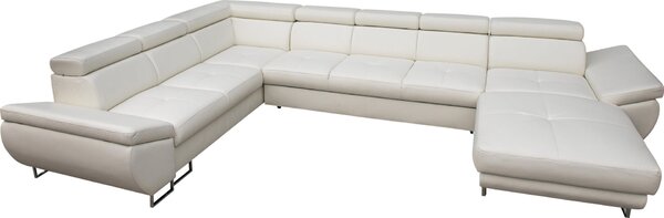 Narożnik Podkowa "U" 260/380/200 TONY VII, funkcja spania 2x pojemnik na pościel 100% skóra naturalna