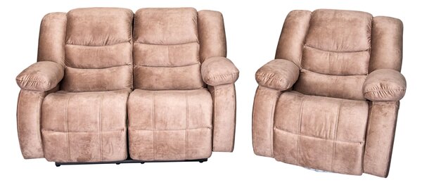 Zestaw wypoczynkowy: 2 +1+1 Borys 4x Relax manualny w tkaninie welurowej