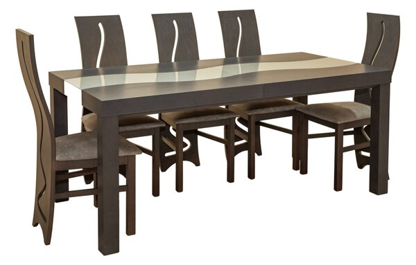 ZESTAW MEBLI do jadalni/salonu Stół HENRYK FALA 160 cm + 50 cm wkładka + 6 Krzeseł K95
