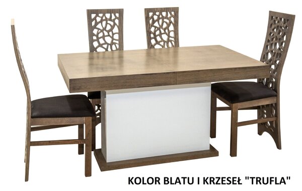 ZESTAW MEBLI do jadalni/salonu - Stół 160+40 cm wkładka SJ10 + 4 Krzesła KW76