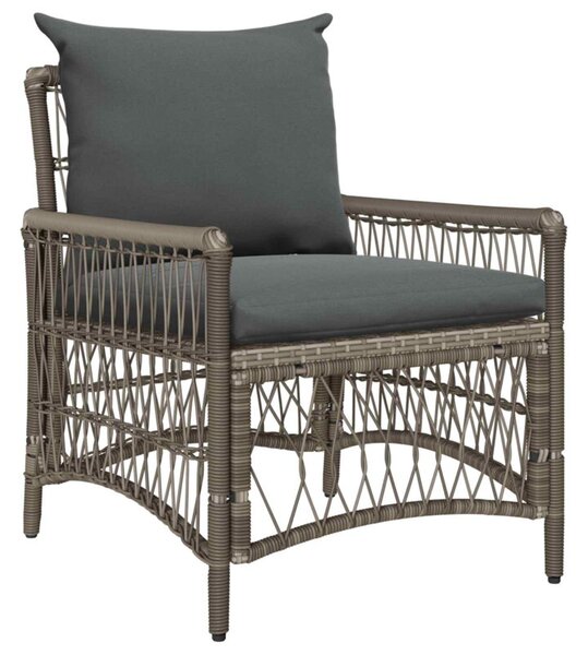 Krzesło ogrodowe z poduszką szary 73 x 61 x 77 cm polirattan