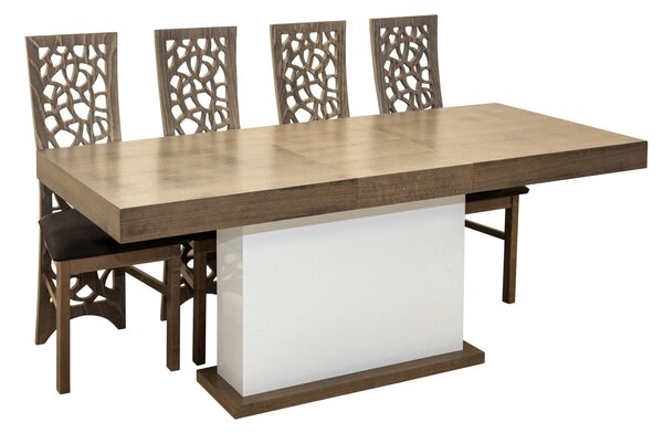 ZESTAW MEBLI do jadalni/salonu - Stół 160+40 cm wkładka SJ10 + 4 Krzesła KW76